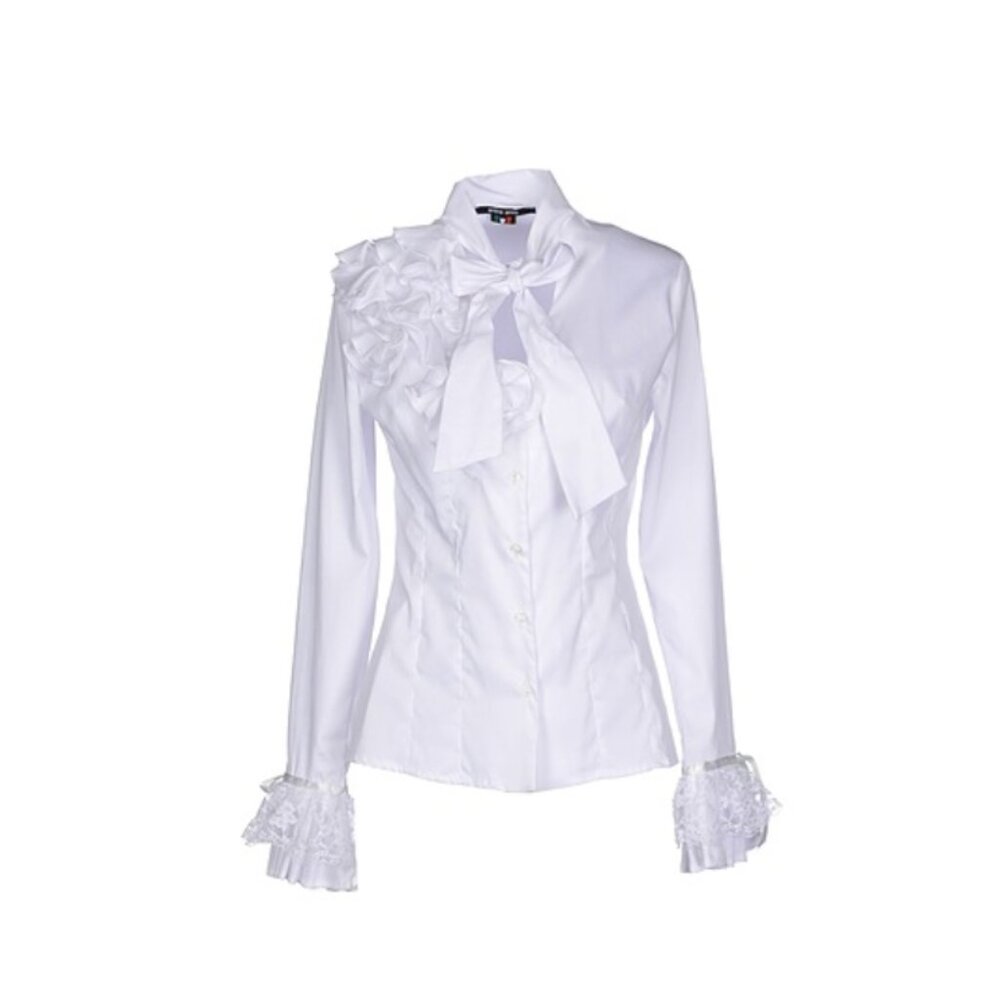 Entre Amis Camicia Elegant White Ruffled Women's Top Size 42IT/ 6US